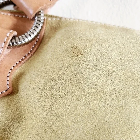 Bolso de Mano Arcadia de Lona Cuero y Gamuza Amarillo/Verde Hecho en Italia Foto 3 de 4