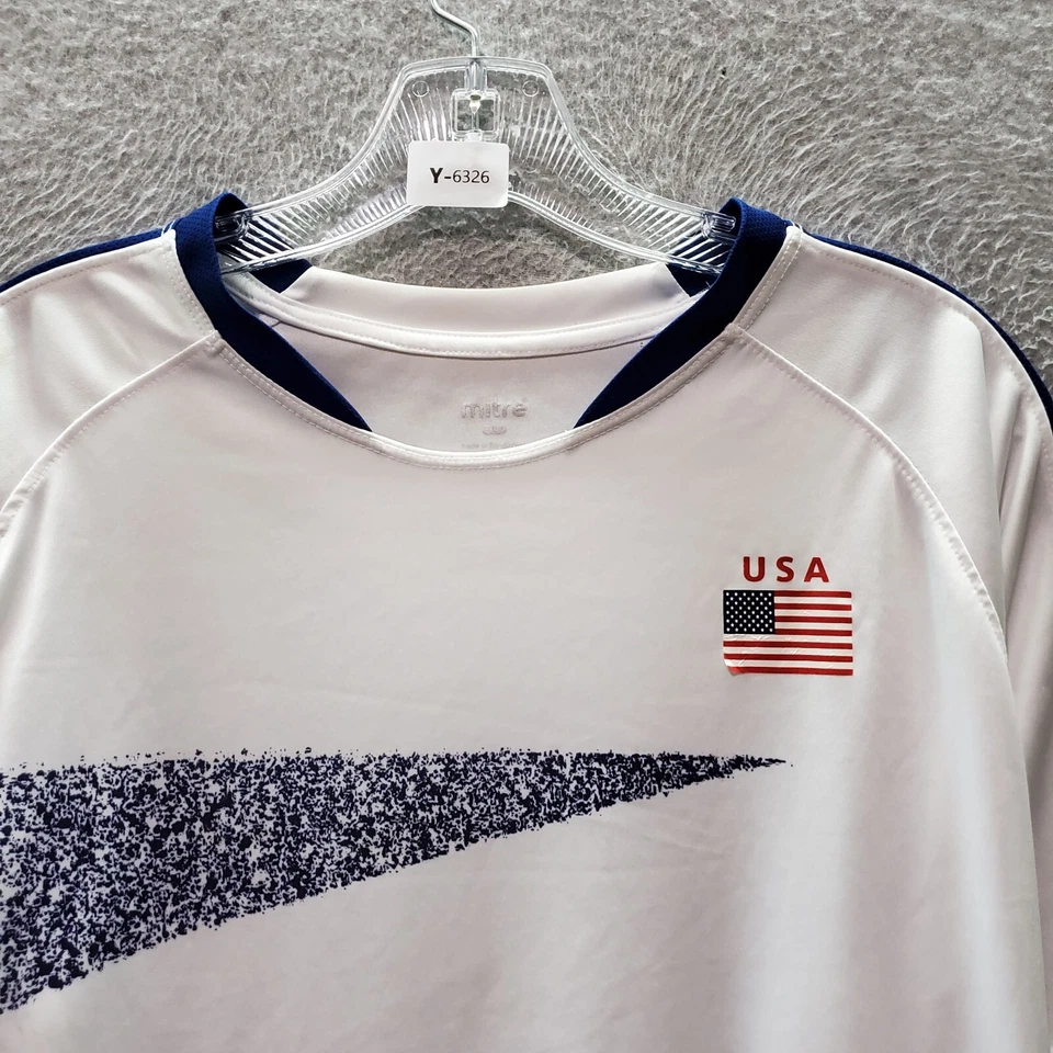 Mitre Elite Men Activewear Top Large Blue Soccer USA Short Sleeve Crew Neck - Image 2 of 4