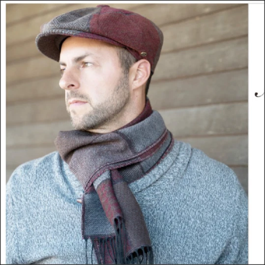  Otoño Invierno Para hombres Patchwork Cuadros Manzana 100% Lana Gorra Newsboy Cabbies Golf Sombrero  Foto 4 de 4