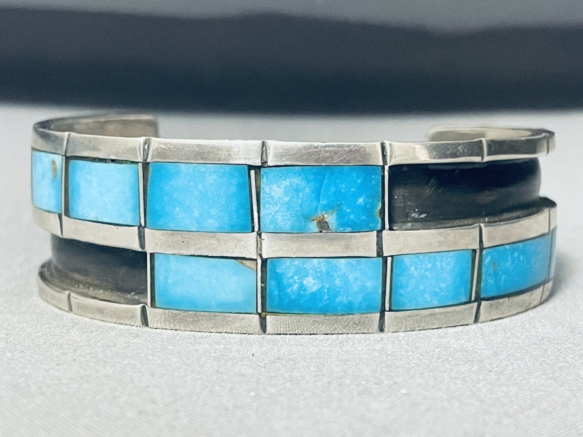 Superior Vintage Native American Navajo Segment Turquoise Sterling Silver Bracelet Old Superior Vintage Native American Navajo Segment Turquoise Sterling Silver Bracelet Old
