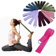 125 Inch/10.5 Feet/3.2M Fitness Exercise Yoga Strap Durable Cotton Metal D-Ring