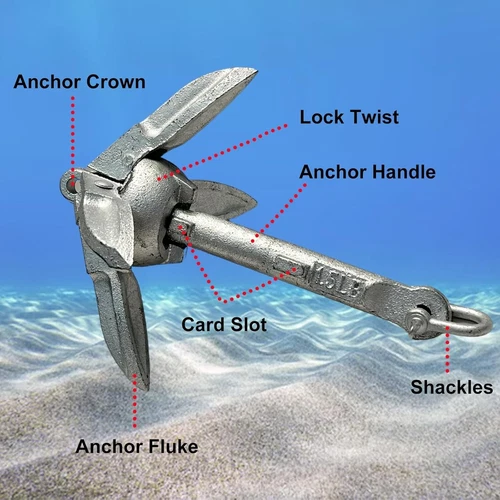Kayak Canoe Jet Ski Sup Paddle Board Folding Grapnel Anchor Kit 1.5kg with Rope - Picture 5 of 12