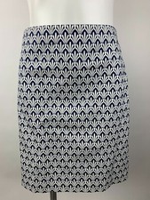 NEW Talbots Navy Blue White Gatsby Art Deco Straight Skirt 12 Petite