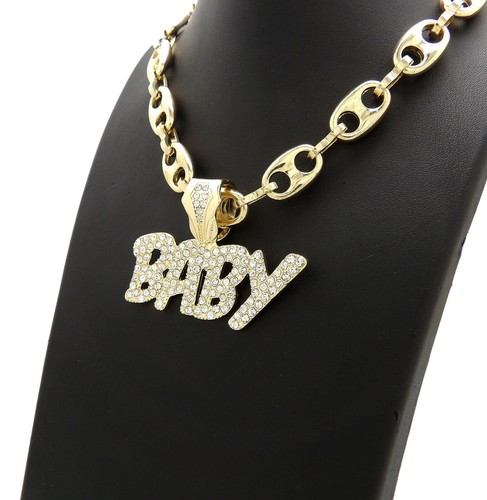 HIP HOP GOLD PLATED LIL BABY ICED PENDANT & 18