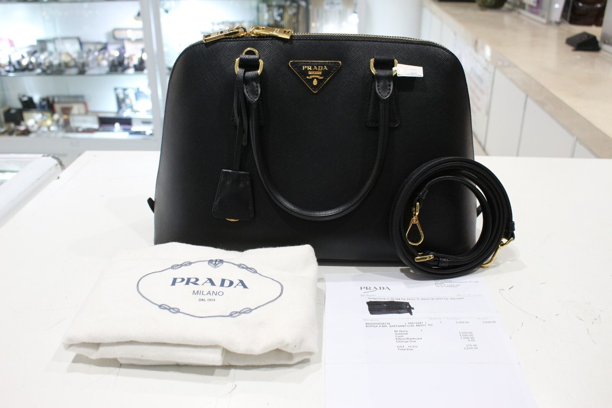 Prada Saffiano Lux Nero Black Women's Bag with Adjustable Prada Saffiano Lux Nero Black Women's Bag with Adjustable