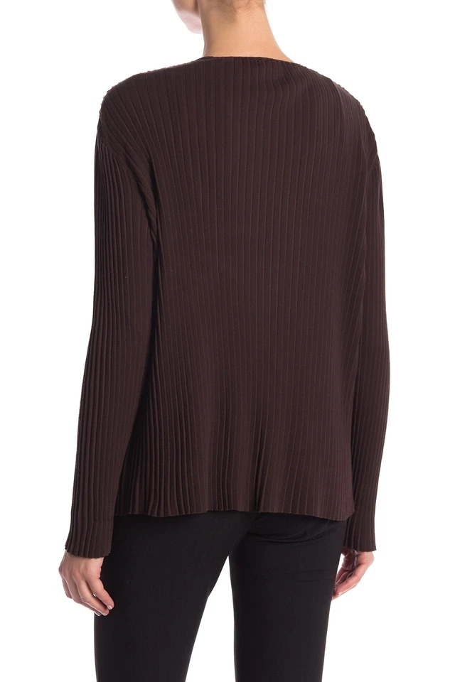 Cárdigan para mujer Lafayette 148 New York 156306 plisado acanalado espresso talla Grande Foto 2 de 2