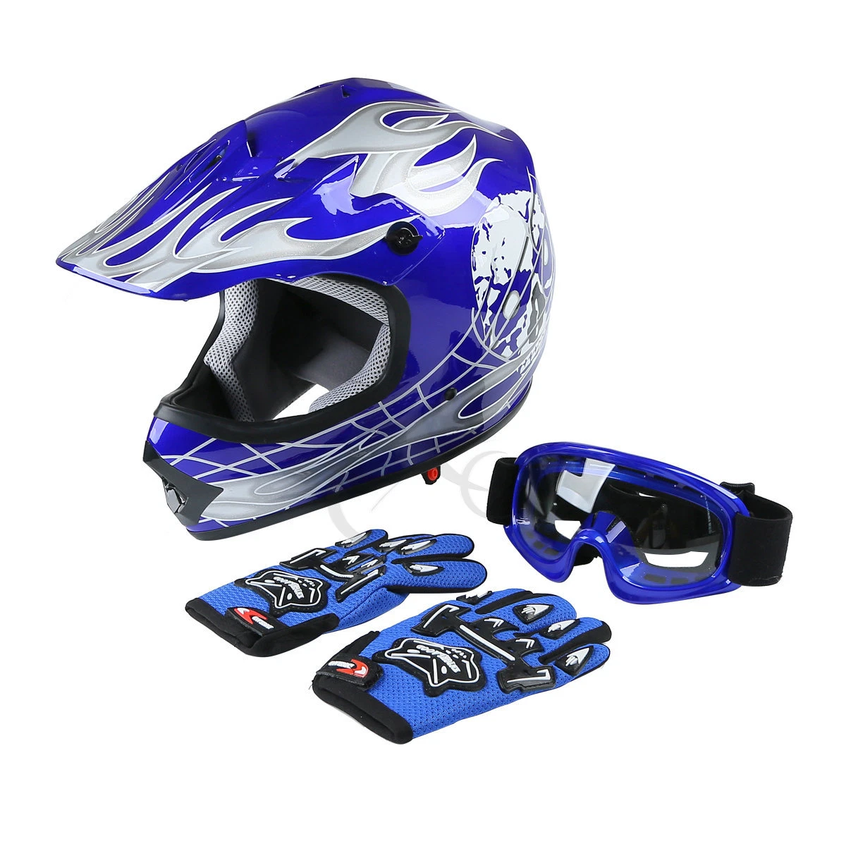 Blue dirt bike gloves sale