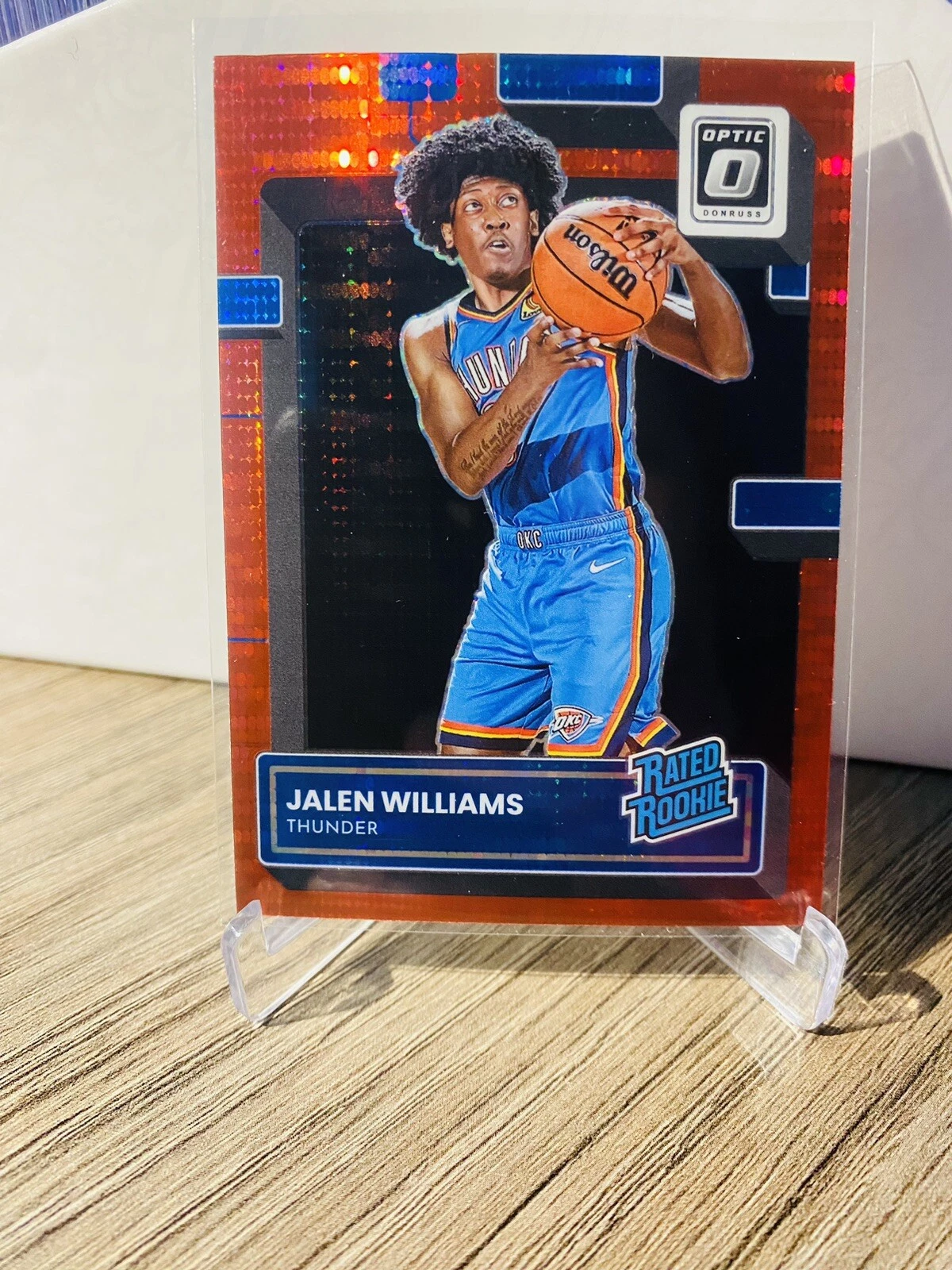 Jalen Williams Rated Rookie Red Pulsar Prizm RC 2022-23 Panini Optic #235 OKC