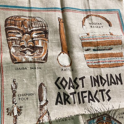 Cotton Tea Towel Dish Coast Indian Artifacts Kitchen Linens Native Canadian