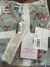 Pottery Barn Kids Christmas Flannel Pajama Set Size 10 Candy Cane Village NIP