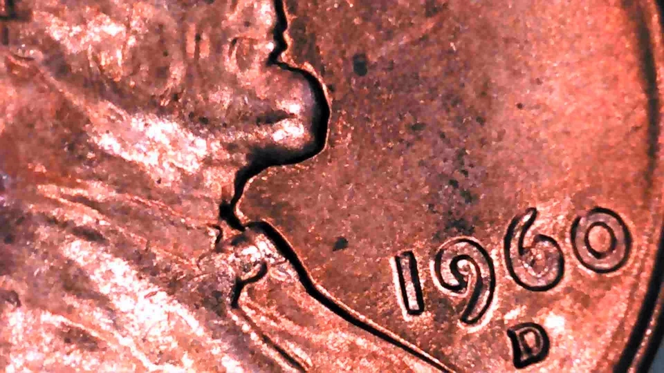 RARE 1960 D Lincoln Cent D Small Date DDO, DDR, DIE CHIP on 6, B in LIBERTY. - Image 3 of 4