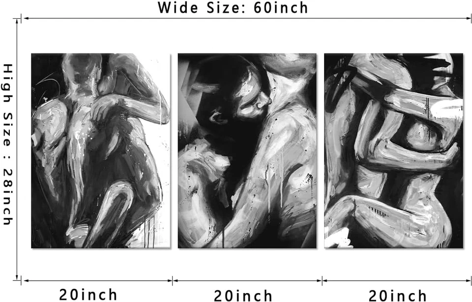Arte de pared sexy para dormitorio pintura en blanco y negro mujer hombre carteles impresiones Foto 4 de 4