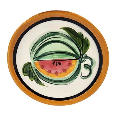 Vicki Carroll Studio Bon Appetite Collection Painted Watermelon Ceramic 8'' Plate
