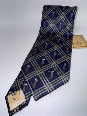 NWT Tommy Bahama Off Island Men's 100% Silk Tie Golf Design