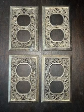 Vintage Metal Outlet Cover Plates, Set Of 4. 1 with light damage
