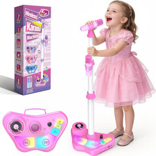 Kids Stand Karaoke Toy Machine for 3-8 Year Old Girls, Rechargeable Microphone