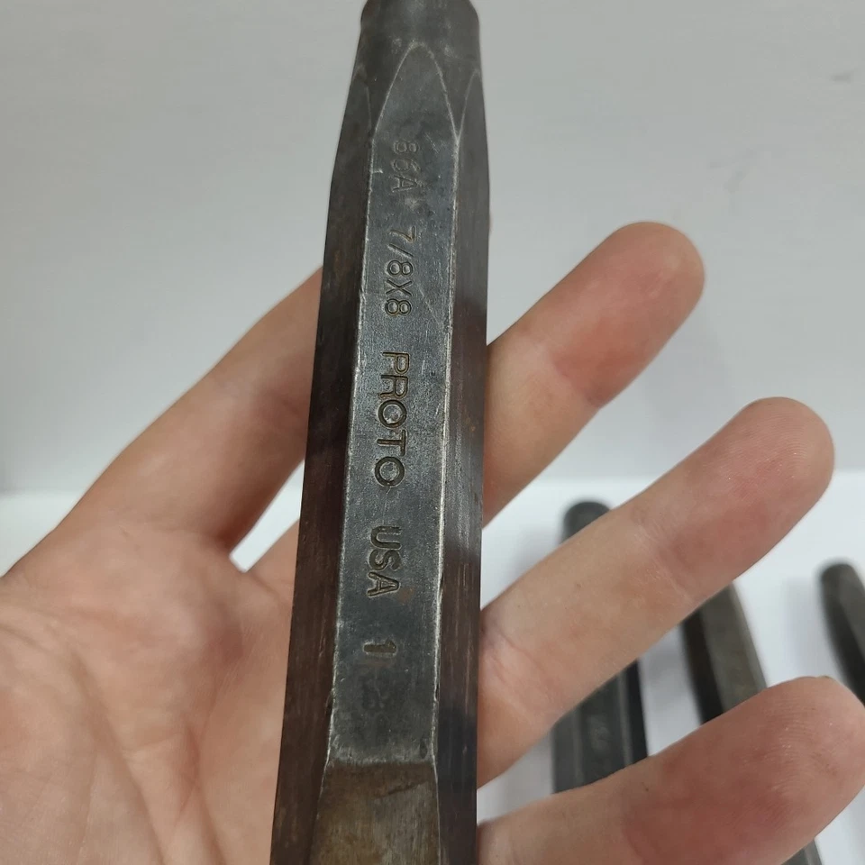 Proto Cold Chisel Set 7pc 1" 7/8" 3/4" 5/8" 1/2" 7/16" 3/8" 5/16" Cut 86A USA - Image 2 of 4
