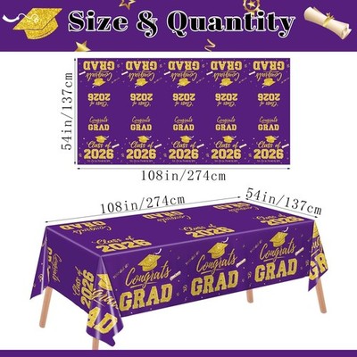 Graduation Decorations 2026, Purple and Gold Graduation Tablecloths, 2 Pack C...