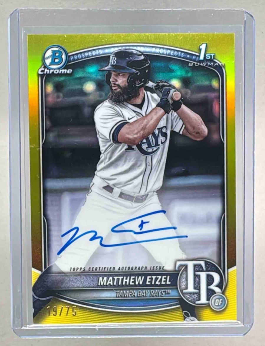 Matthew Etzel 2025 Bowman Chrome #CPA-ME Yellow Refractor Auto 1st RC /75