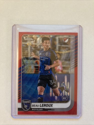 2025 Topps Chrome MLS Beau Leroux Rookie Red Wave Refractod SSP 4/5