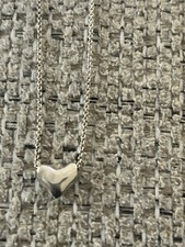 925 Sterling Silver Dainty Puffy Heart Necklace Minimalist Charm Chain 359