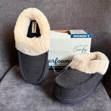 DEARFOAMS Women  s XL 11-12 Black Indoor/Outdoor Memory Foam Clog Slippers