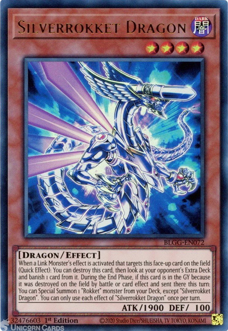 BLGG-EN072 Silverrokket Dragon : Ultra Rare 1st Edition Mint YuGiOh Card