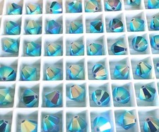 Swarovski 5328 8mm bicone beads Caribbean Blue Opal AB2X 8pcs 