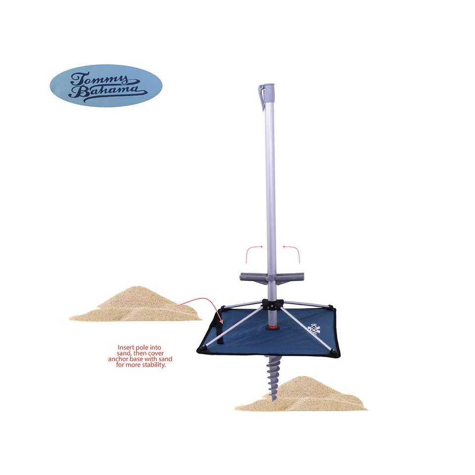7英尺玻璃纤维Tommy Bahama海滩伞适用于沙子带集成高级 — 第 4/4 张图片