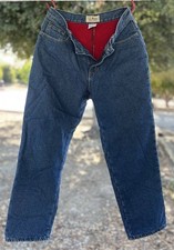 Vtg L.L. Bean Fleece Flannel Lined Denim Jeans Cozy Red Lining Women  s Size 8P