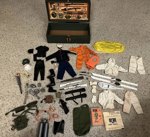 1960s GI Joe Lot Of Helmets Boots Outfits Accessories Locker Vintage Assortment