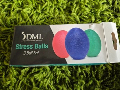 NEW DMI HealthSmart Stress Balls 3-Pack Progressive Strength Pink/Green/Blue