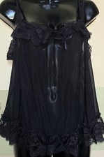 Vintage Victoria's Secret Lace Trim Babydoll Camisole Sheer Ruffle Top 524