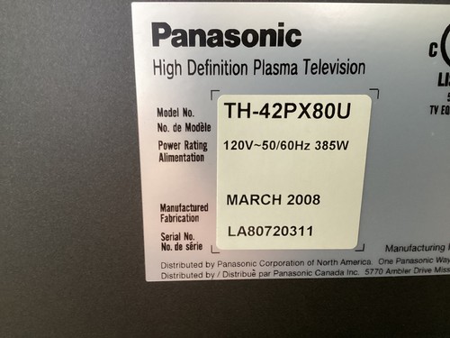 Panasonic Viera TH-42PX80U 42" 1080p HD Plasma Television - Picture 4 of 6