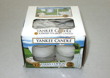 OPEN BOX Yankee Candle 10 Scented Tea Light Candles Clean Cotton RETIRED