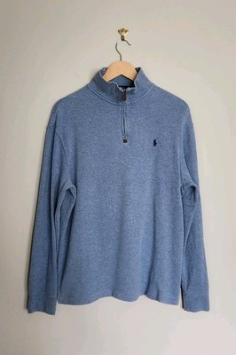 Polo Ralph Lauren Quarter Zip Sweater Mens Medium Blue Pullover