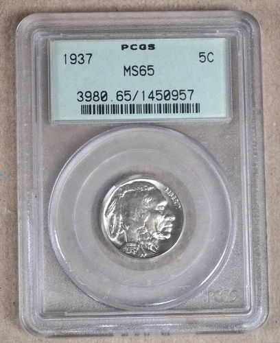 1937 BUFFALO NICKEL PCGS MS65 1450957 - OLD HOLDER