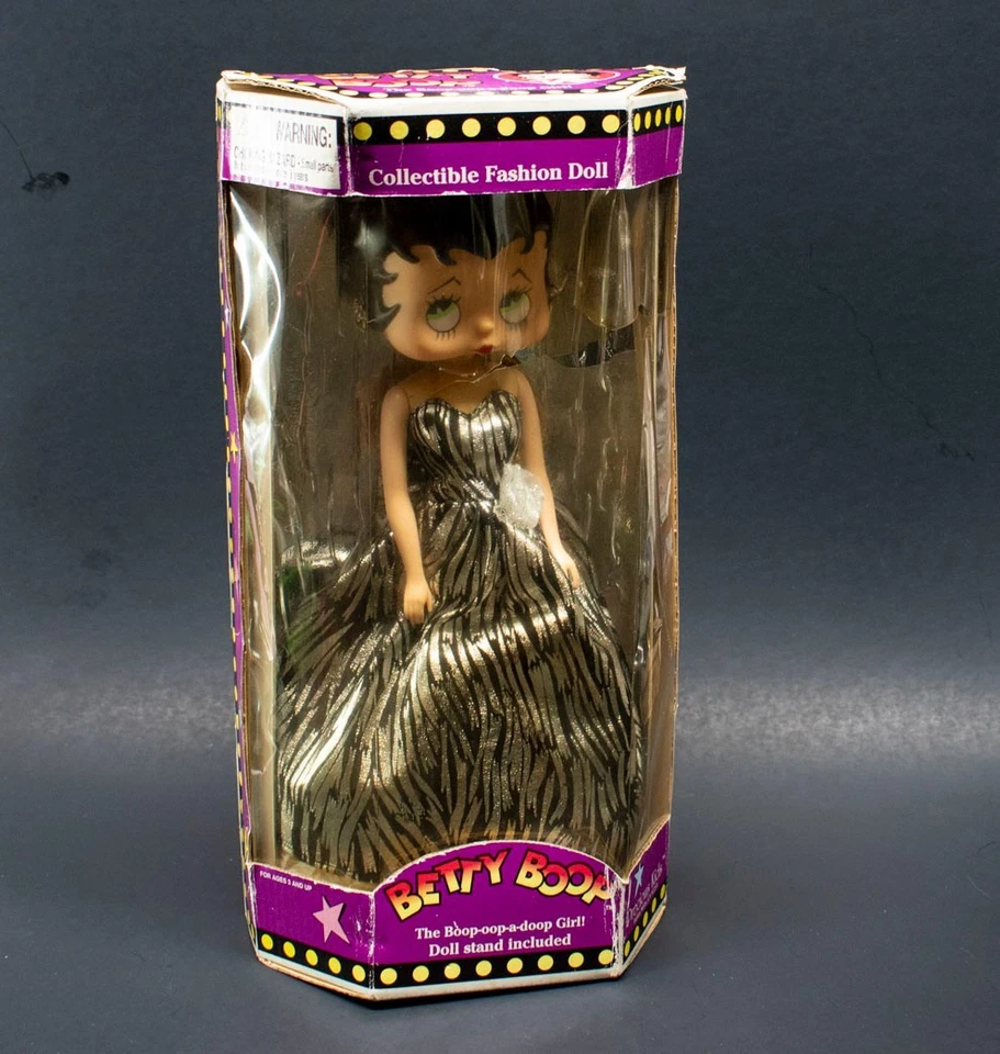 BETTY BOOP 12" Muñeca de Moda Coleccionable Vintage 1998 Vestido Brillante a Rayas de Tigre Foto 2 de 4