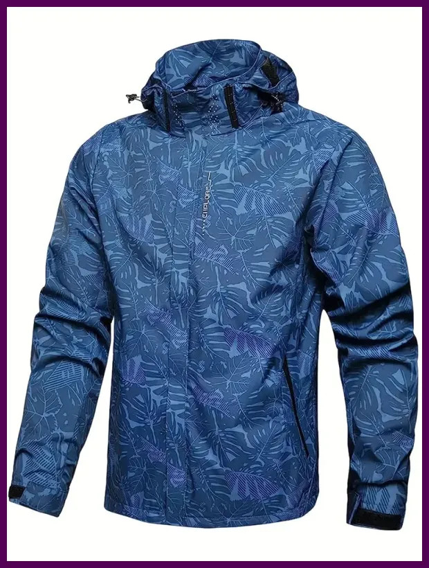 Men's Casual Waterproof Windbreaker Jacket Full Zip Up Hooded Shell Outdoor.