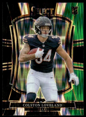 Colston Loveland 2025 Panini Select #172 Black & Green Prizm Shock RC Bears
