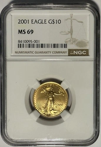 2001 American Gold Eagle $10 NGC MS69 1/4oz GOLD‼️BETTER DATE - ‘MERICA!‼️
