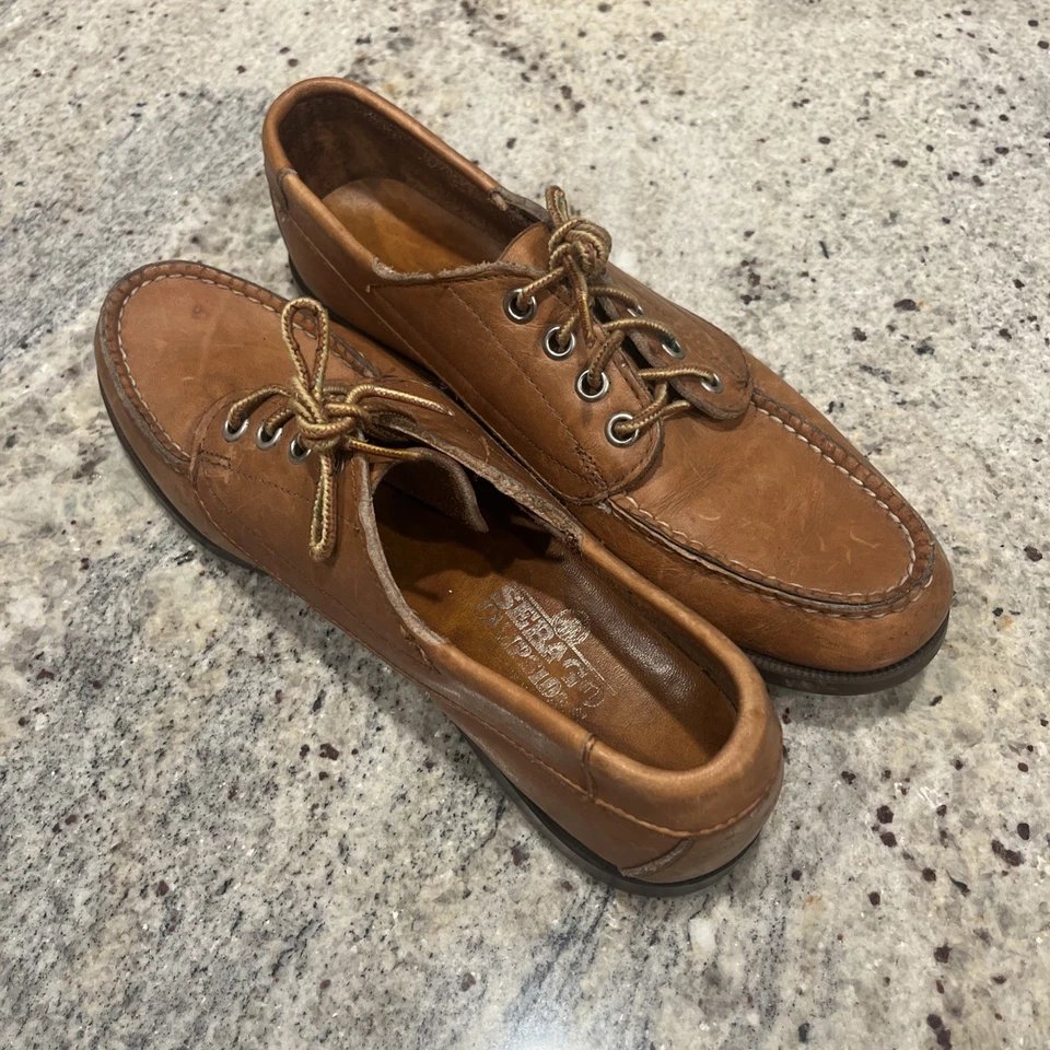 Sebago Campsides Camp Shoes Brown Women 8 M 4 Eye Brown Leather Moc Toe USA Made - Image 3 of 4