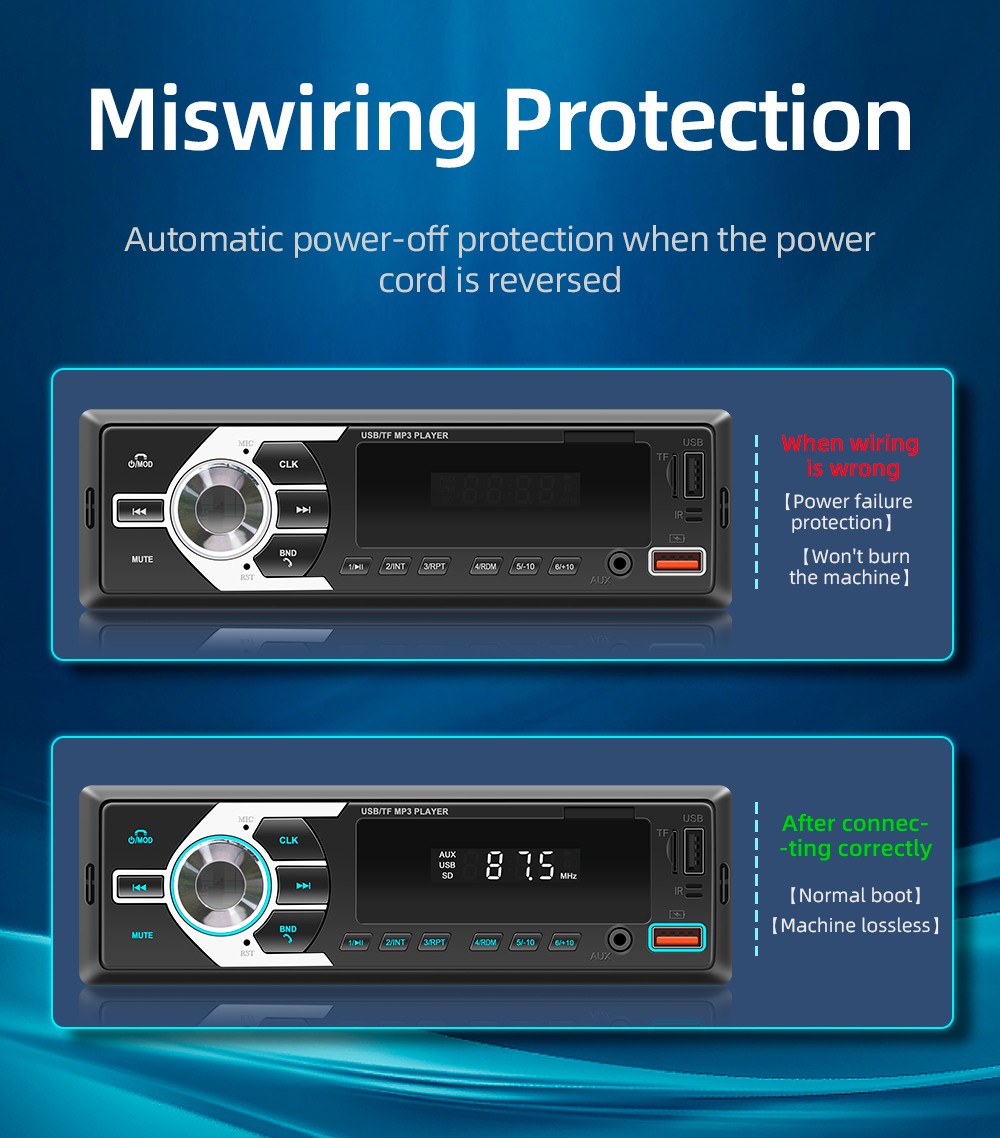 Autoradio 7" 1 DIN MP3 con FM USB Bluetooth vivavoce telecomando TF AUX foto 5
