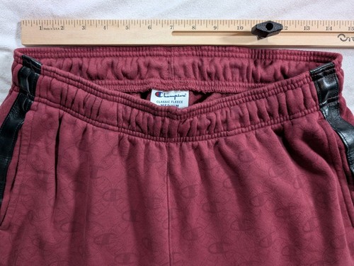 Champion Classic Fleece Logo Links Sweatpants Maroon Red AOP Men's Size Medium - Picture 2 of 13
