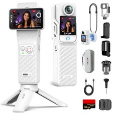 SJCAM C400 4K Action Camera for Vlogging, 6-Axis EIS 64GB Card, White