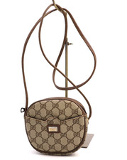 Gucci Vintage Mini Shoulder Bag Pochette Purse GG Supreme Logo Brown Authentic