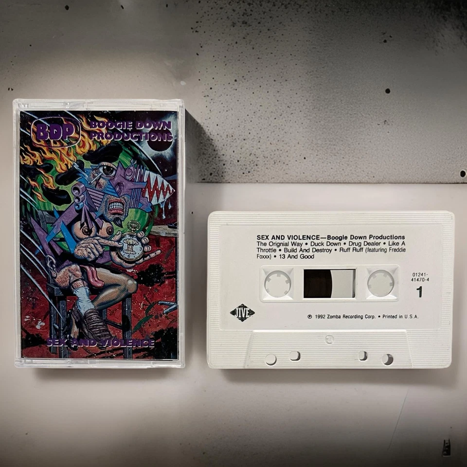 •BOOGIE DOWN PRODUCTIONS ~ SEX AND VIOLENCE• ~1992 OG PRESSING~ (CASSETTE TAPE) - Image 2 of 4