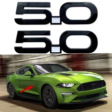 5.0 Fender Emblem for 2015–2022 Mustang GT Side Decal Left & Right (Black/White)