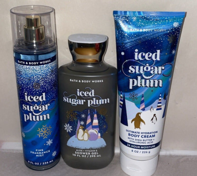 Bath & Body Works ICED SUGAR PLUM Fine Fragrance Mist/ Shower Gel /Body Cream
