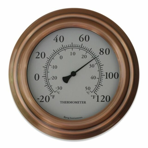 8in Antique Copper Finish Decorative Indoor Outdoor Thermometer for